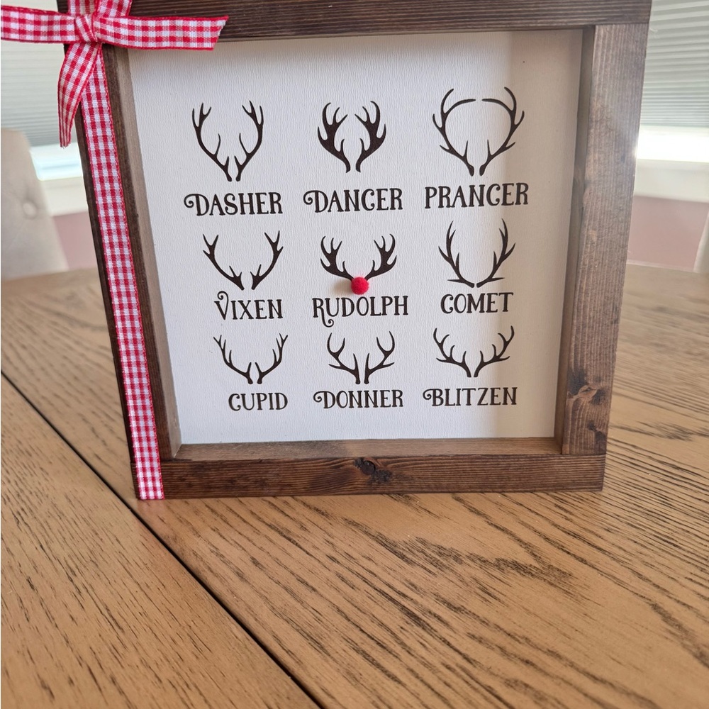 Wooden Reindeer Antler Wall Art with Red Bow